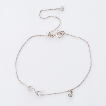 18ct White Gold, 0.023ct Diamond Bow Charm Bracelet