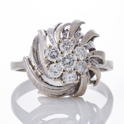14ct White Gold, 0.546ct Diamond Cluster Cocktail Style Ring