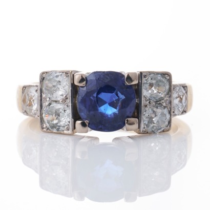 18ct Yellow / White Gold, 1.51ct Sapphire / 1.00ct Diamond Ring