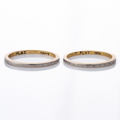 Pair of Platinum / 18ct Yellow Gold, Vintage, Wedding Bands