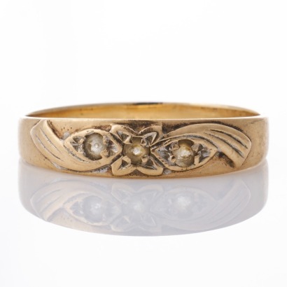 9ct Yellow Gold, Vintage, Clear Stone Set Ring