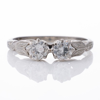 Platinum, 0.60ct Diamond Two Stone Ring