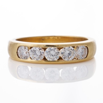 18ct Yellow Gold, 0.86ct Diamond Band Ring