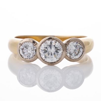 18ct Yellow / White Gold, 1.26ct Three Stone Diamond Ring