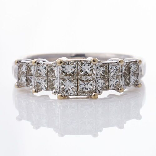 18ct Yellow Gold, 0.70ct Diamond Cluster Ring
