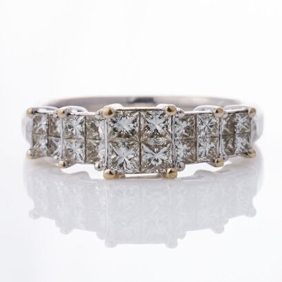 18ct Yellow Gold, 0.70ct Diamond Cluster Ring