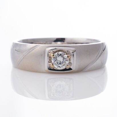 18ct White Gold, 0.15ct Diamond Solitaire Ring