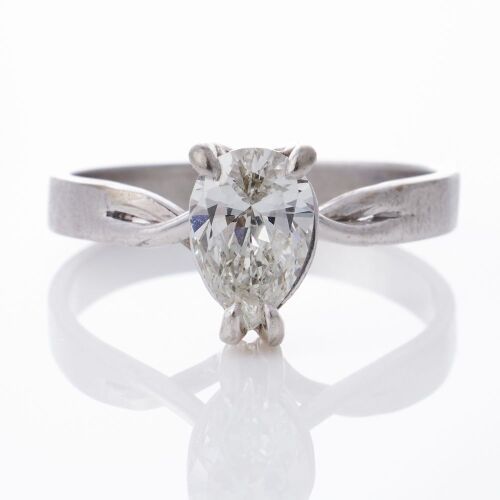 18ct White Gold, 0.70ct Pear Cut Diamond Solitaire Ring