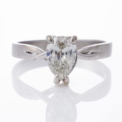 18ct White Gold, 0.70ct Pear Cut Diamond Solitaire Ring