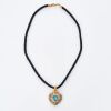 Natahsa C, 18ct Yellow / White Gold, 0.24ct Diamond / Blue Topaz Heart Pendant / Enhancer on 41cm Silk Cord - 2