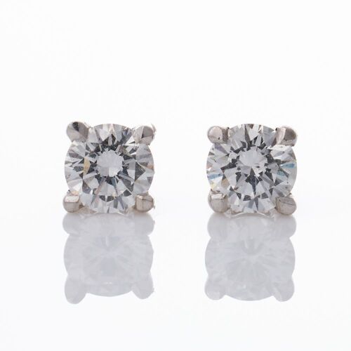 Partridge Jewellers, 18ct White Gold, 0.50ct Diamond Stud Earrings with Box