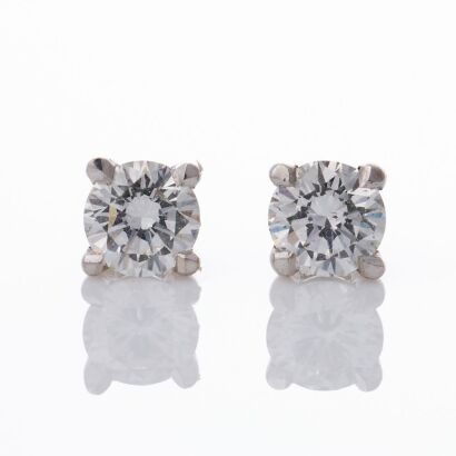Partridge Jewellers, 18ct White Gold, 0.50ct Diamond Stud Earrings with Box