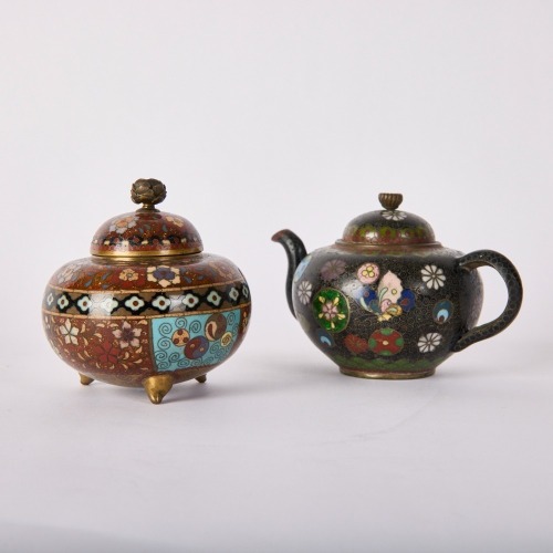 A Set of Two Japanese Early 20th Century Meiji Period Cloisonn&eacute; Enamel Wares