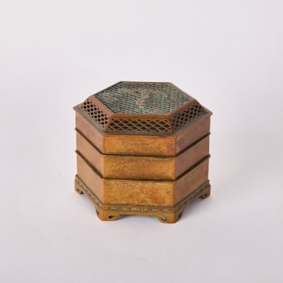 A Chinese Bronze Hexagonal Incense Burner (Chen Qiaosheng Mark)