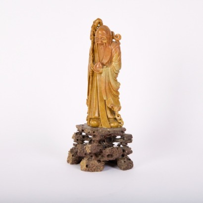 A Chinese 19th Century Qing Dynasty Soapstone Carved Shoulao