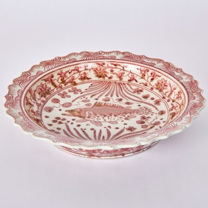 A Chinese Early Ming Dynasty Underglaze-red &lsquo;Fish&rsquo; Lobed Dish
