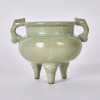 A Chinese Song Dynasty Longquan Celadon Handled Tripod Censer