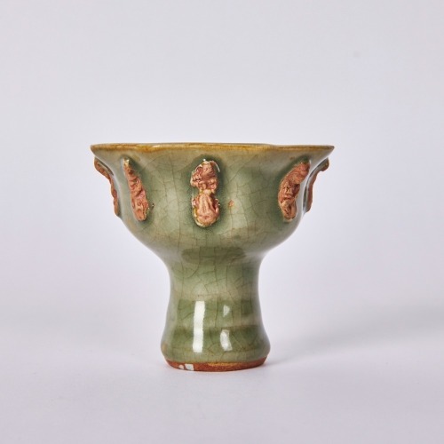 A Chinese Yuan Dynasty Longquan Celadon &lsquo;Eight Immortals&rsquo; Stem Cup