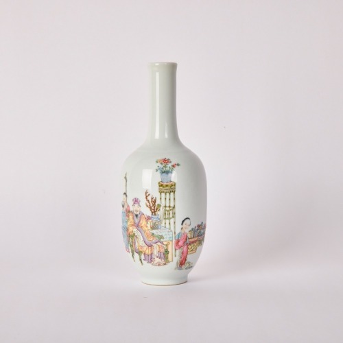 A Chinese 20th Century Republic Period Famille Rose &lsquo;Figural&rsquo; Vase (Shilu Mark) (Liang Duishi 1920-1937)