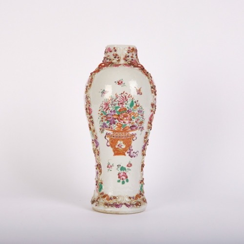 A Chinese 18th Century Early Qing Dynasty Qianlong Period Famille Rose &lsquo;Floral&rsquo; Vase