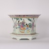 A Set of Chinese Early 20th Century Famille Rose &lsquo;Figures from Dream of the Red Chamber &lsquo; Hexagonal Jardini&egrave;re and Stand (Qianlong Year Mark)