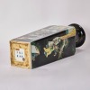 A Chinese Qing Dynasty Black-ground Sancai Square Vase (Qing Dynasty Kangxi Year Mark) (With Original Wooden Stand) - 2