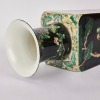 A Chinese Qing Dynasty Black-ground Sancai Square Vase (Qing Dynasty Kangxi Year Mark) (With Original Wooden Stand) - 3