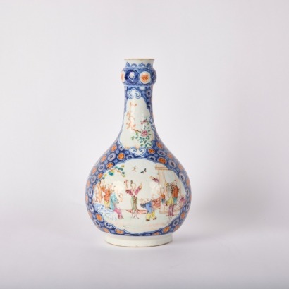 A Chinese 18th Century Yongzheng-Qianlong Period Famille Rose Garlic-mouth Vase