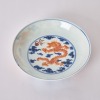 A Chinese 19th Century Qing Dynasty Guangxu Year Imperial Blue and White and Iron-Red Dragon Dish (Qing Dynasty Guangxu Year Mark)