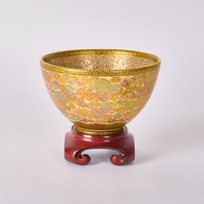 A Japanese 20th Century Early Meiji Period Satsuma &lsquo;Flowers and Butterflies&rsquo; Bowl (Izumiyama Mark)