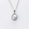 14ct White Gold, Tahitian, Silver Colour Pearl Pendant on 44cm Silver-tone Curb Chain
