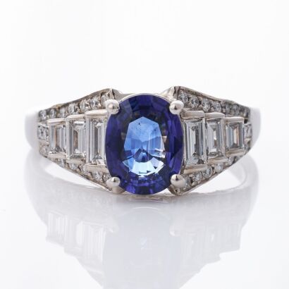 18ct White Gold, 1.30ct Sapphire / 1.00ct Diamond Dress Ring