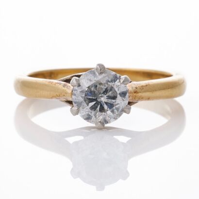 18ct Yellow Gold / Platinum, 1.00ct Diamond Solitaire Ring
