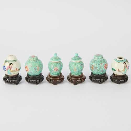 A Group of Six Chinese 20th Century Famille Rose Small General Jars
