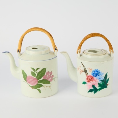 A Chinese 20th Century Underglaze Three-Colour Floral Teapot