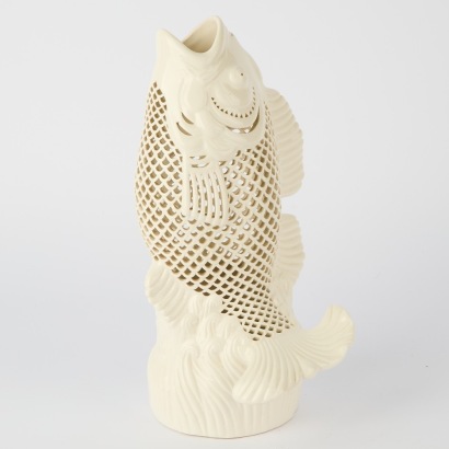 A Chinese 20th Century White Glazed Fish-Form Table Lamp