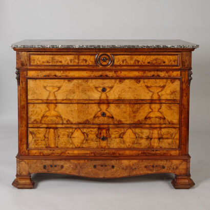 A 19th Century French Walnut and Marble Commode