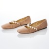 Jimmy Choo, Nude Suede Pearl Embellished Mary Jane Flats, Size 37 - 2