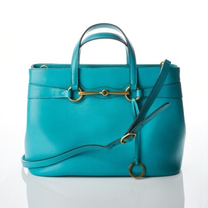 Gucci, Turquoise Leather Bright Bit Convertible Bag