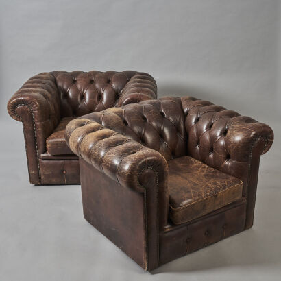 A Pair of Vintage Chesterfield Armchairs&nbsp;