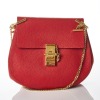 Chlo&eacute;, Red Grained Leather Drew Shoulder Bag