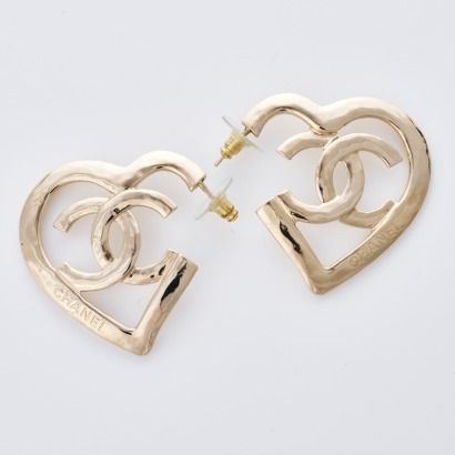 Chanel, CC Heart Earrings with Box