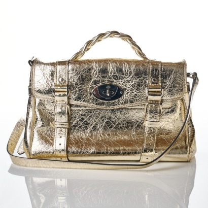 Mulberry, Metallic Gold Leather Alexa Satchel