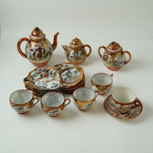 A Set of Thirteen Japanese Painted Tea Wares