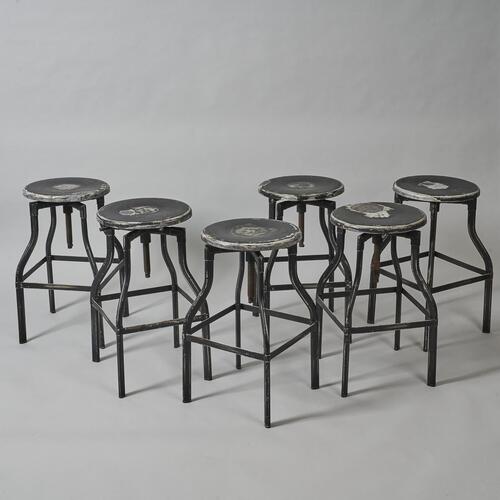 A Set of Six Geniune Vintage Industrial Stools