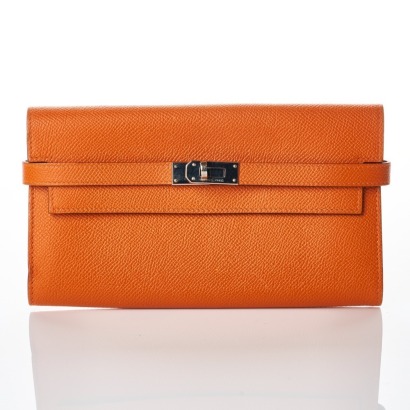 Herm&egrave;s, Orange Epsom Kelly Longue Wallet