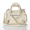 Balenciaga, White Semi-Shiny Calfskin Crocodile Embossed Mini Neo Classic City Crossbody