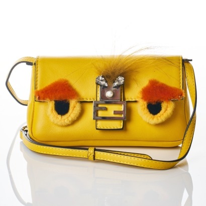 Fendi, Yelllow Lambskin Micro Buguette Bag Bugs Bag