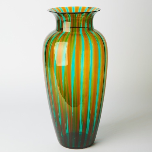 A VisArt Green and Amber Vase