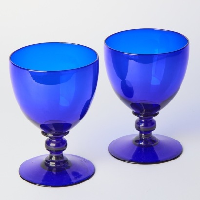 A Pair Rummer Bristol Blue Glasses